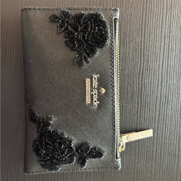 Kate Spade Black Floral Bifold Wallet - Picture 2 of 7